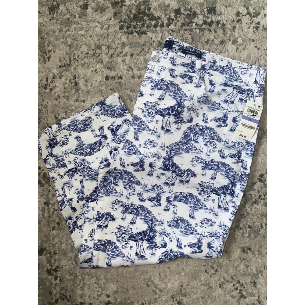 Charter Club Women's White Summer Floral Print Bristol Capri Pants Size 18 NWT